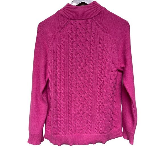 Gap Factory Pink Cable Knit Mock Neck Long Sleeve Sweater Women's Large - Picture 4 of 8